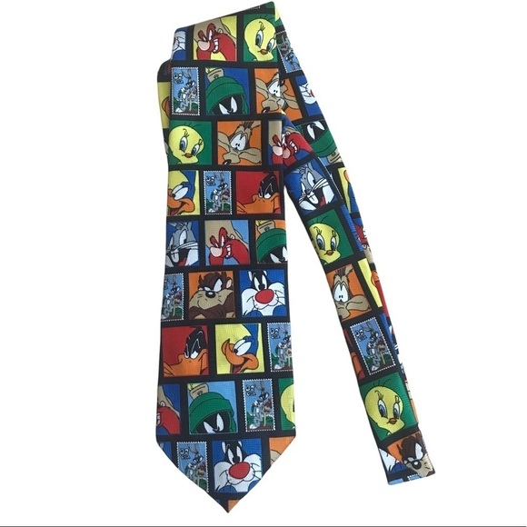 Vintage Looney Tunes Stamp Collection Tie 1997 Warner Bros - Picture 2 of 5